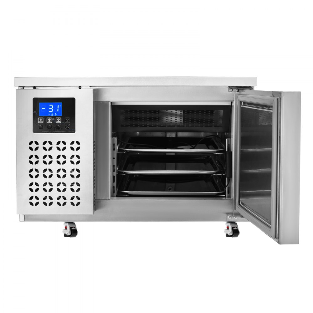 VEVOR Commercial Blast Freezer, 80 L / 2.8 Cu.ft Blast Chiller with 3 Trays, Blast Chiller Freezer Chest with 4 Freezing Modes, Stainless Steel Food Blast Freezer with Casters for Restaurant, Seafood