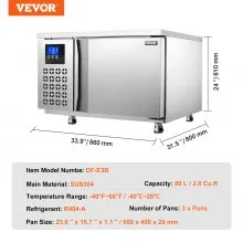 80L Commercial Blast Freezer 3 Trays Blast Chiller Chest Seafood Ice Cream