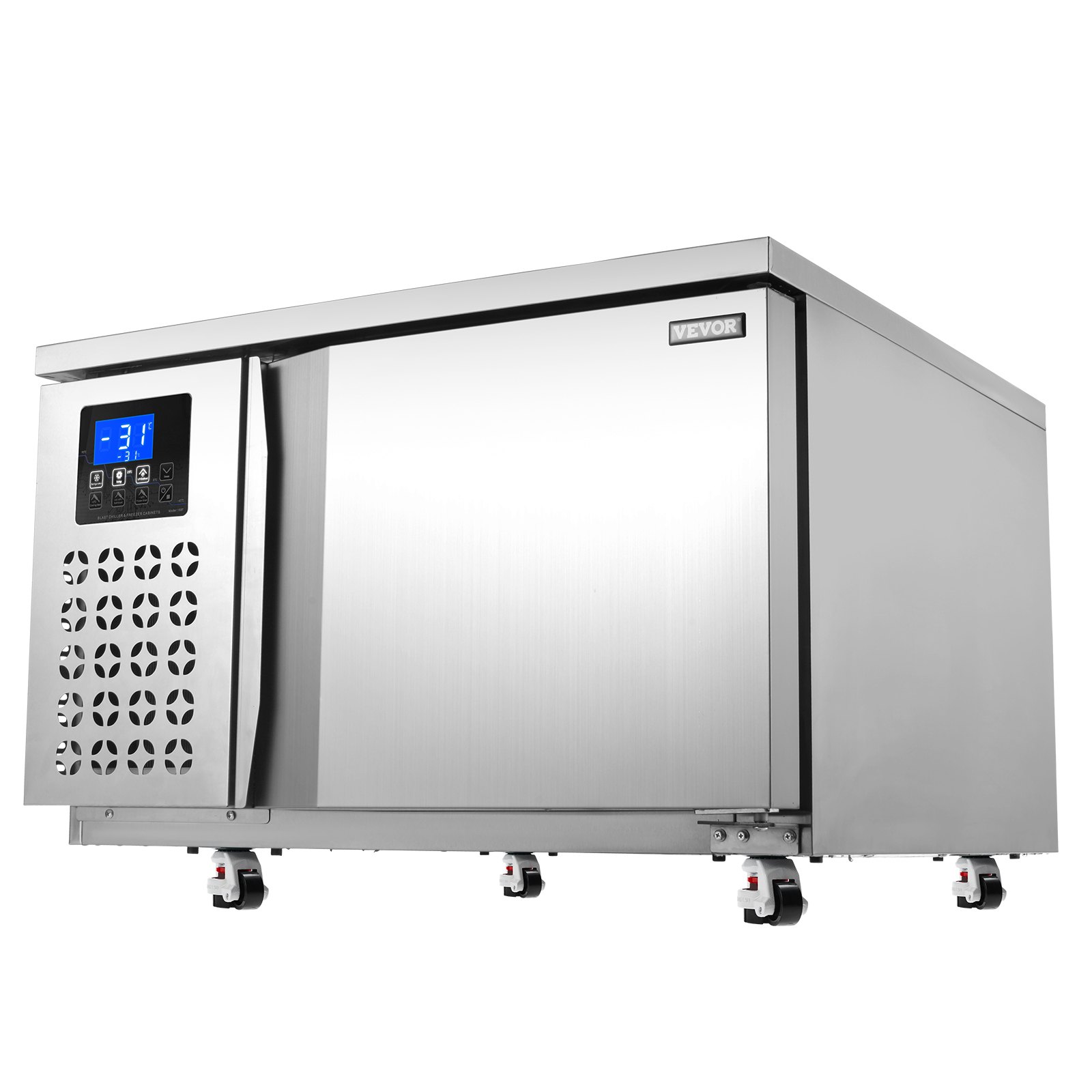 VEVOR Commercial Blast Freezer, 80 L / 2.8 Cu.ft Blast Chiller with 3 Trays, Blast Chiller Freezer Chest with 4 Freezing Modes, Stainless Steel Food Blast Freezer with Casters for Restaurant, Seafood
