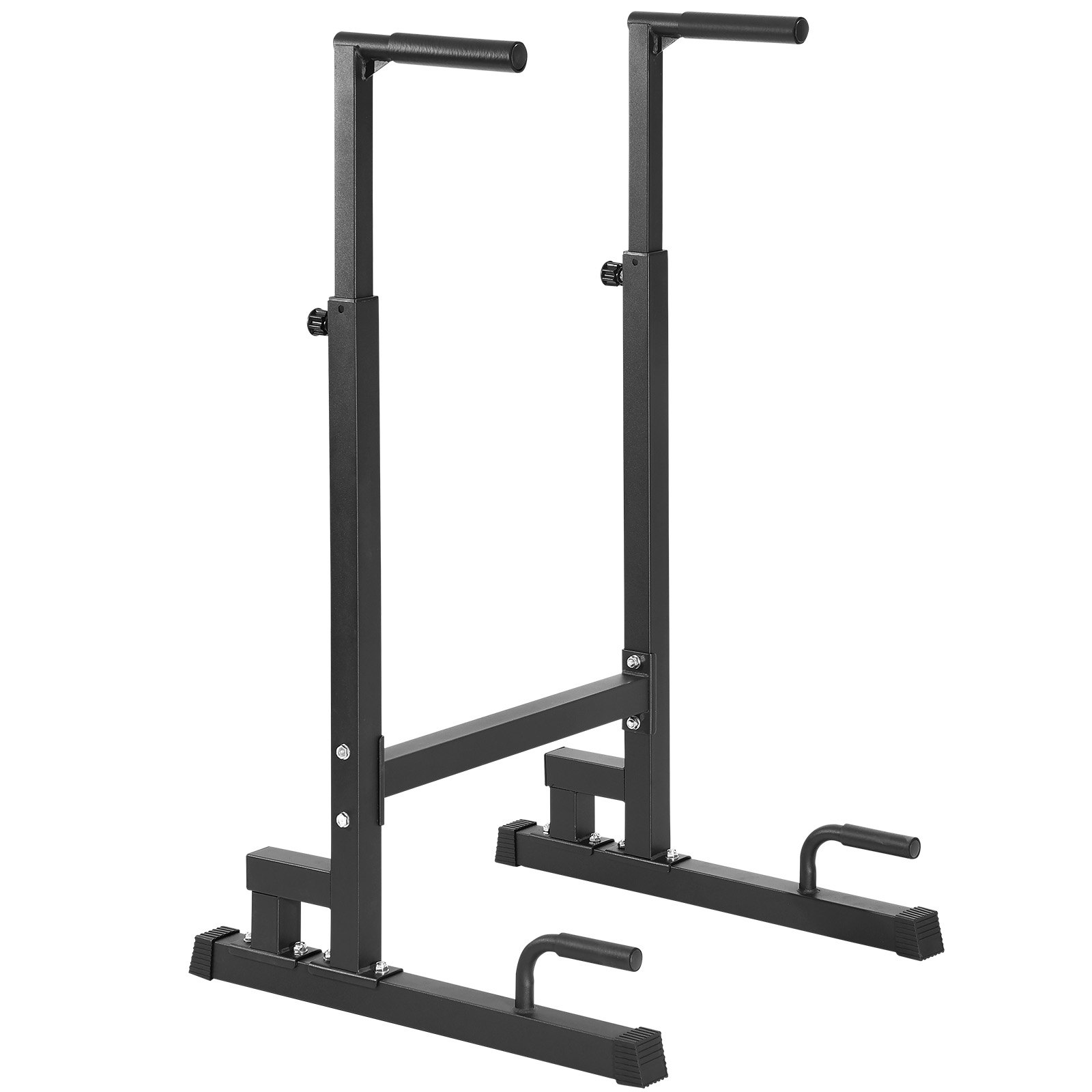 VEVOR dip bar with adjustable height and non-slip base, heavy-duty steel construction.