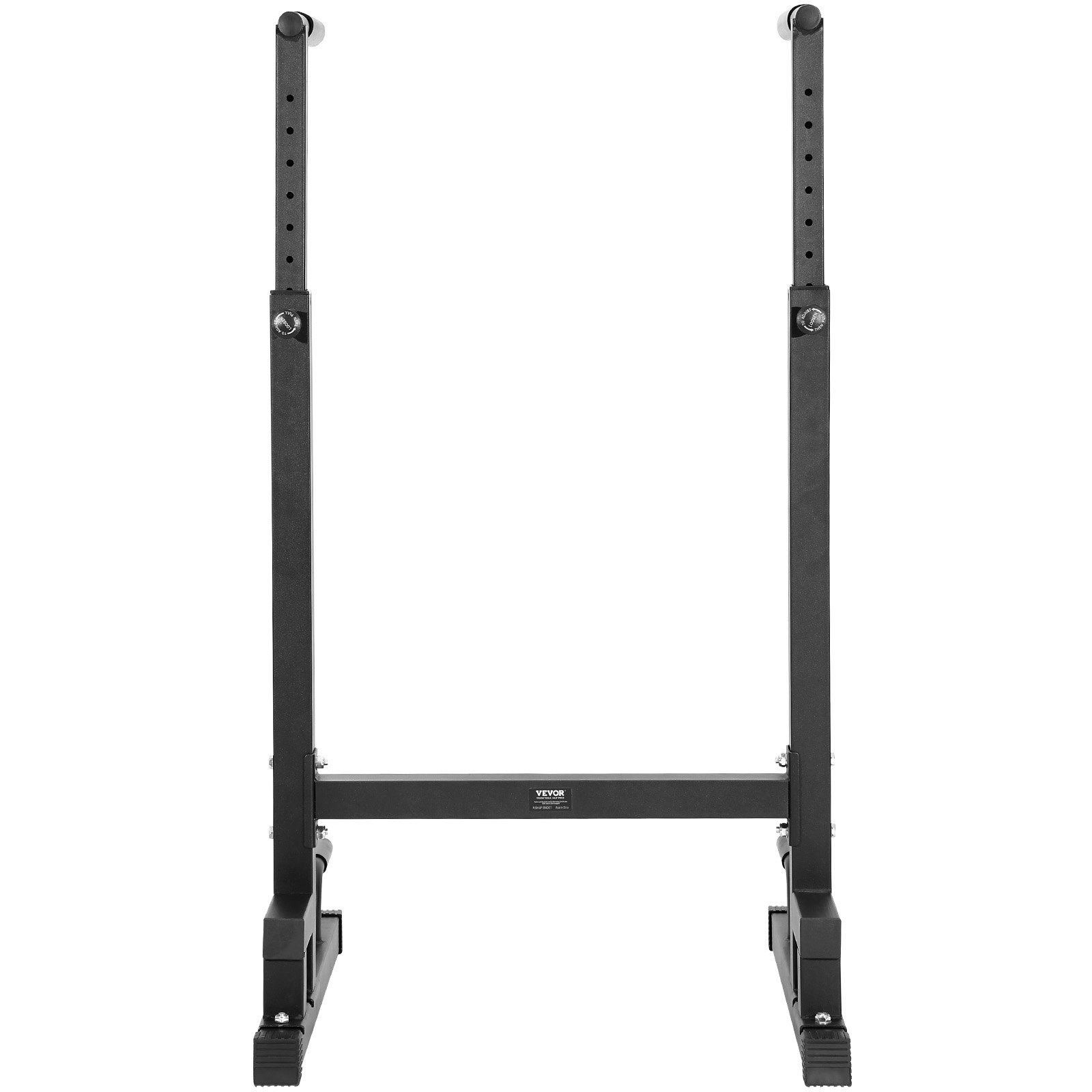 black VEVOR dip bar with adjustable height and sturdy base for fitness and strength training exercises.