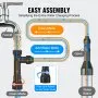 VEVOR Aquarium Vacuum Gravel Cleaner, 50 ft PVC Hose Fish Tank Vacuum Gravel Cleaner, Siphon Fish Tank Cleaner Vacuum, 3 Types of Brass Adapters, for Fish Tank Cleaning Gravel & Sand