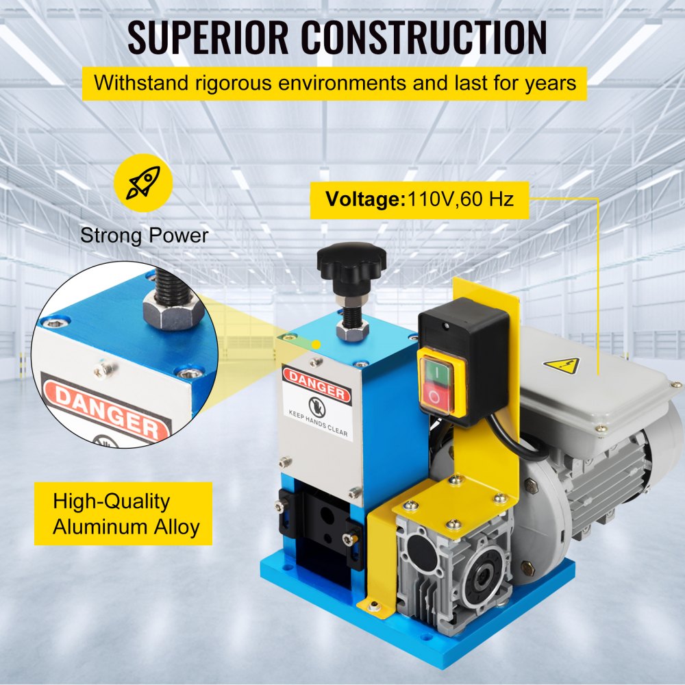 VEVOR Wire Stripping Machine 220V Wire Peeling Cutting Machine Multihole Wire Stripper Electric Cable Wire Stripping Machine (0.06-0.98 inch) with One Extra Blade