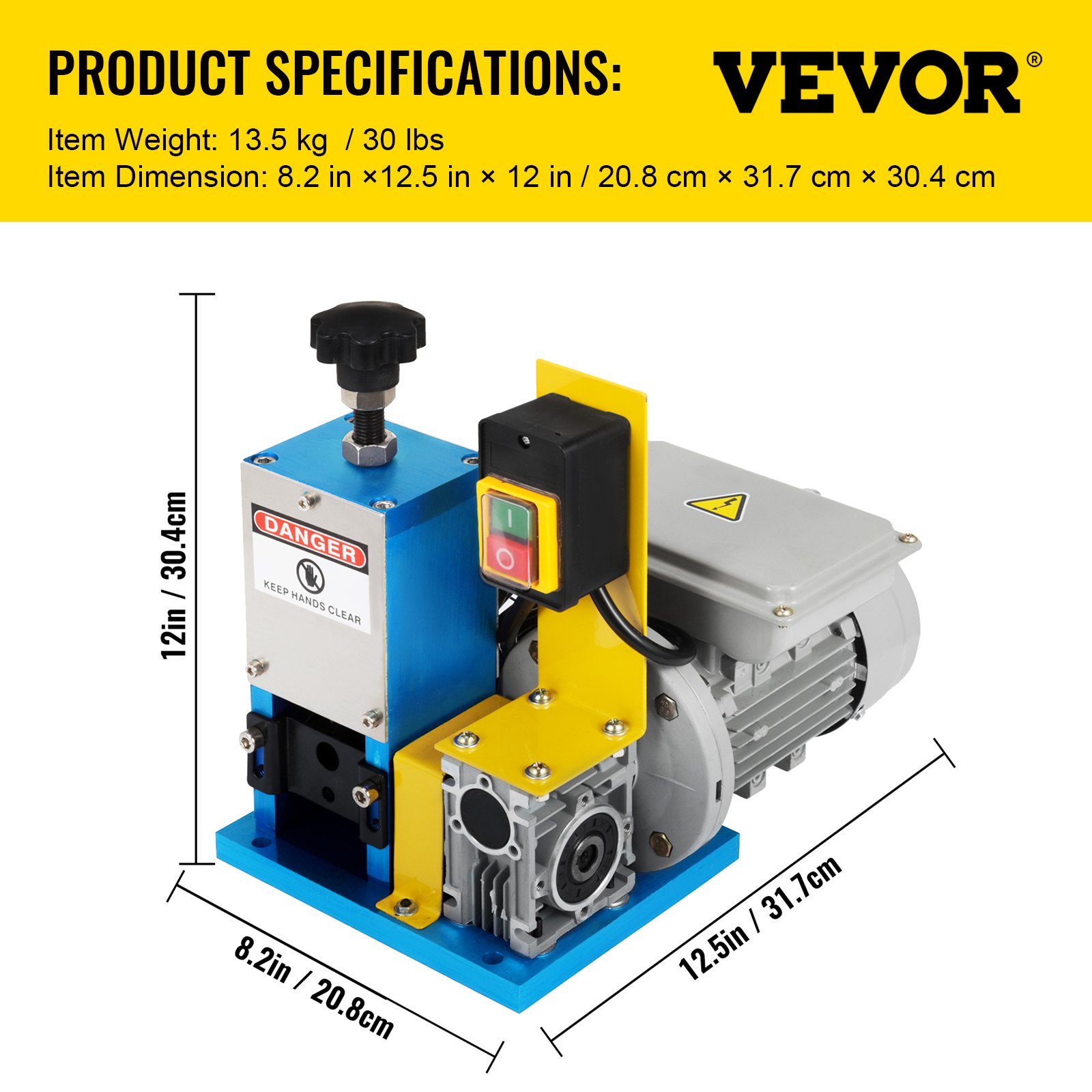 VEVOR Wire Stripping Machine 220V Wire Peeling Cutting Machine Multihole Wire Stripper Electric Cable Wire Stripping Machine (0.06-0.98 inch) with One Extra Blade