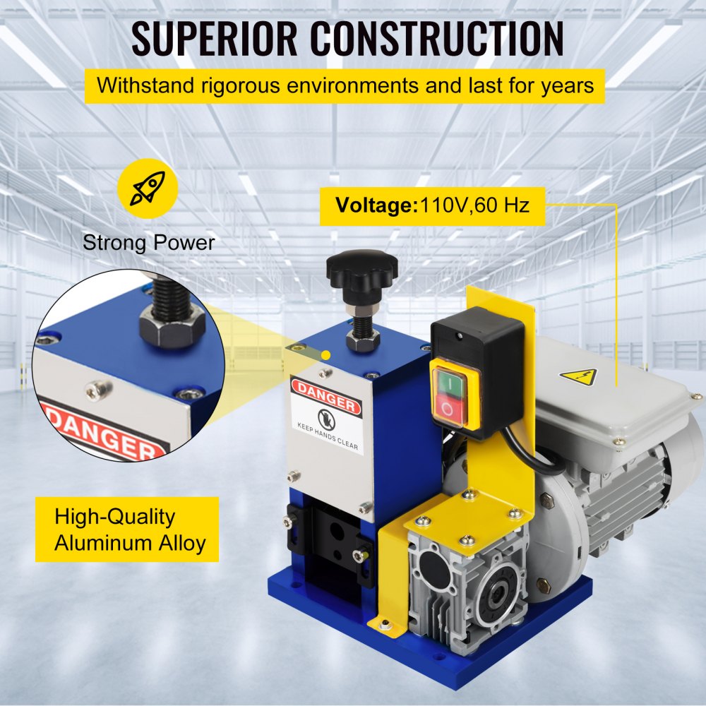 VEVOR Automatic Electric Wire Stripping Machine 0.05\"-0.98\",Portable Dark Blue Wire Stripper, Wire Stripping Machine Tool for Scrap Copper Recycling (Dark Blue)