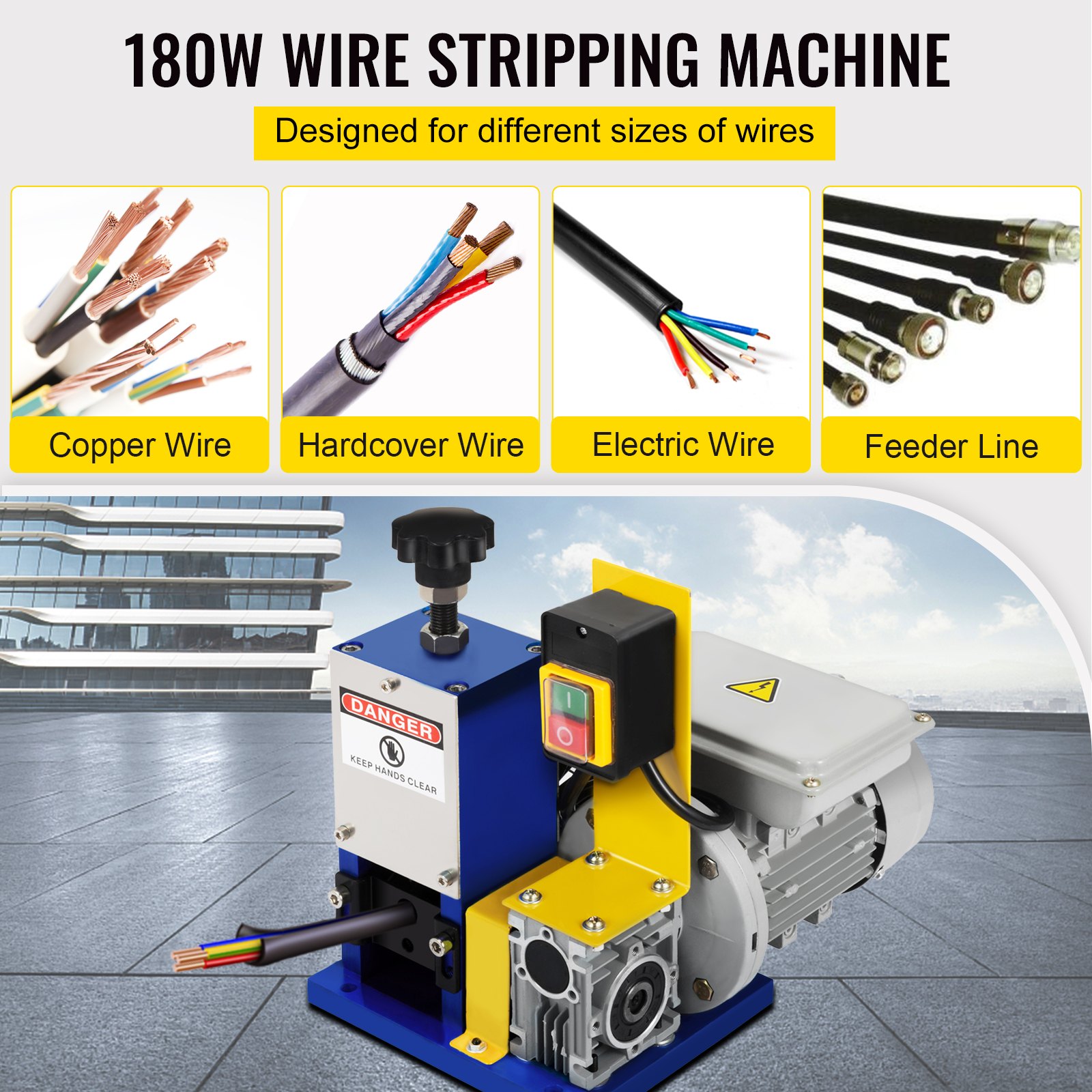 VEVOR Automatic Electric Wire Stripping Machine 0.05\"-0.98\",Portable Dark Blue Wire Stripper, Wire Stripping Machine Tool for Scrap Copper Recycling (Dark Blue)
