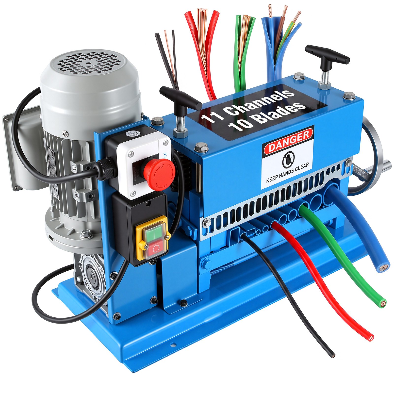 VEVOR 1.5-40MM Electric Cable Stripping Machine 370W, Efficiently Strips Various Metal Wires, Includes 10 Blades, Speeds Up to 15M/Min