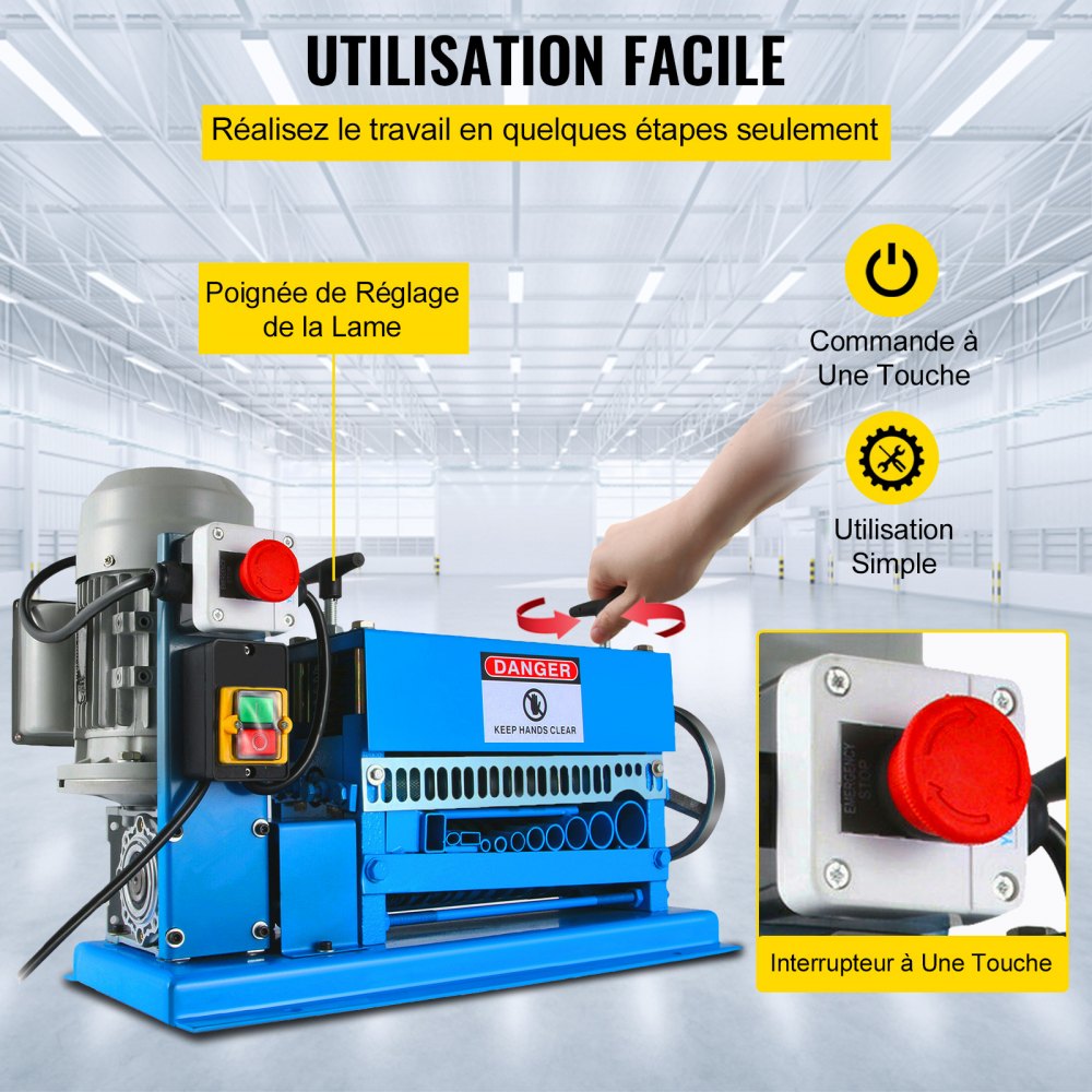 VEVOR 1.5-38MM Automatic Wire Stripping Machine 370W Kinds Of Metal Cable Wire Stripper With 10 Blades  Powered Electric Wire Stripper 15 M/Min