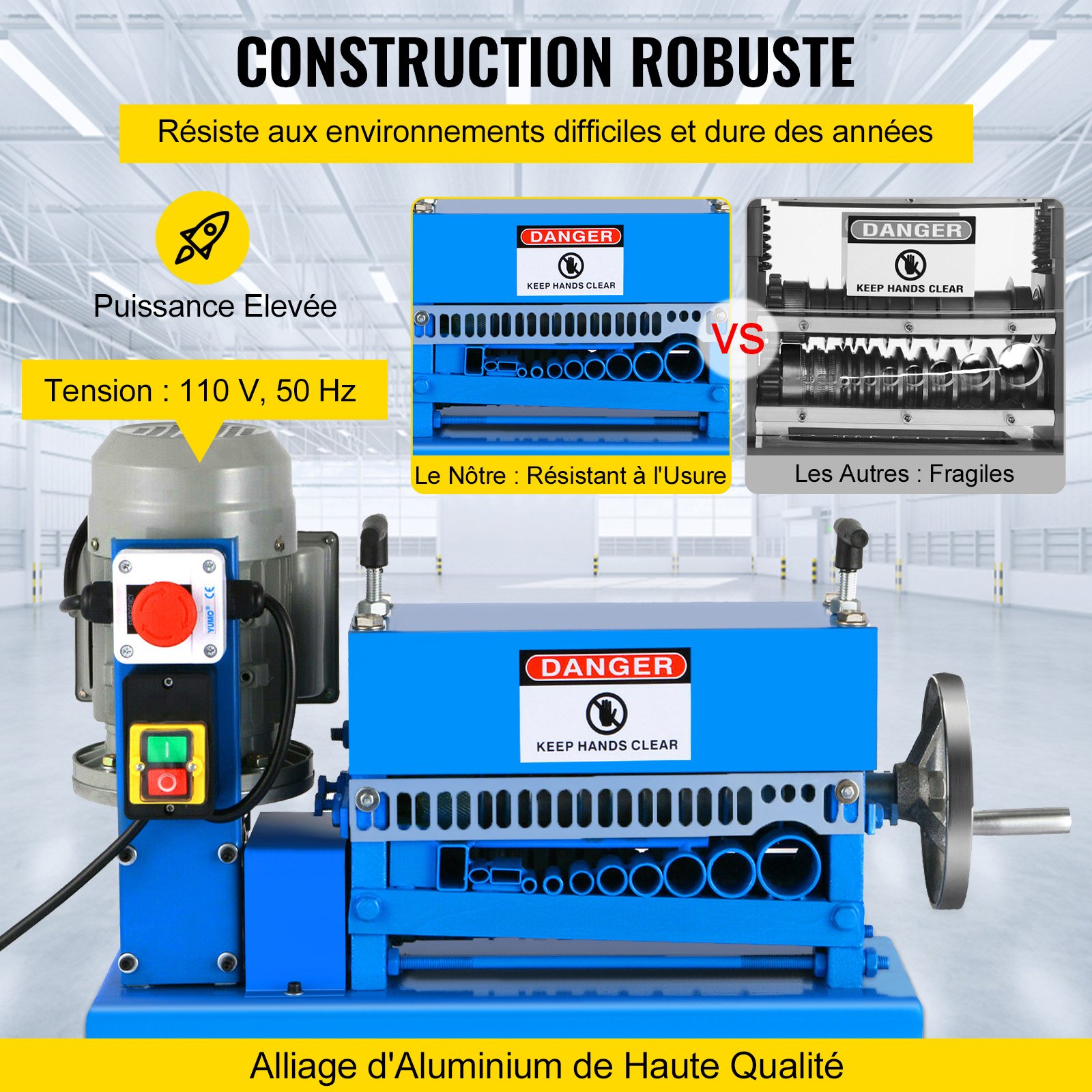 VEVOR 1.5-38MM Automatic Wire Stripping Machine 370W Kinds Of Metal Cable Wire Stripper With 10 Blades  Powered Electric Wire Stripper 15 M/Min