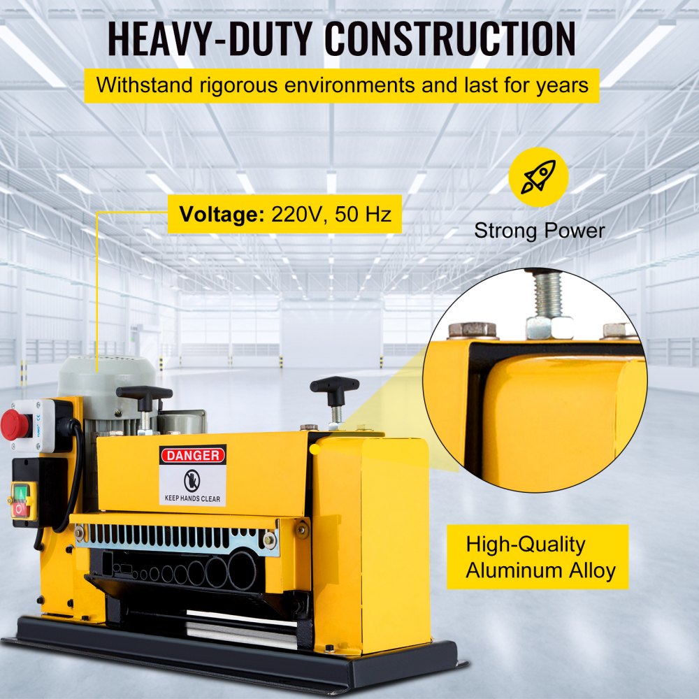 VEVOR Electric Wire Stripping Machine Wire Range 1MM-38MM, Wire Peeling Cutting Machine 220V, Automatic Wire Stripping Machine 11 Channels, Electric Copper Wire Cable Stripper with 10 Blades