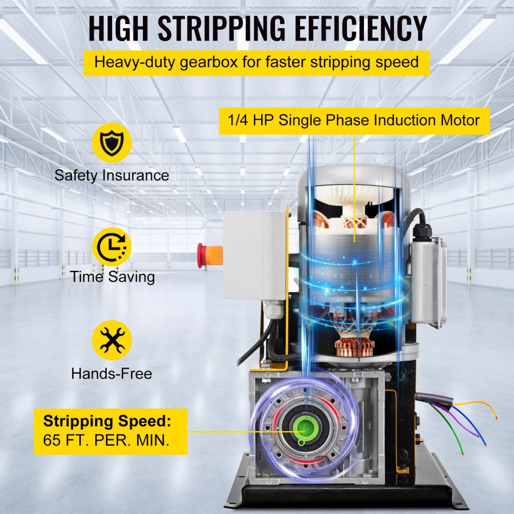 VEVOR Electric Wire Stripping Machine Wire Range 1MM-38MM, Wire Peeling Cutting Machine 220V, Automatic Wire Stripping Machine 11 Channels, Electric Copper Wire Cable Stripper with 10 Blades