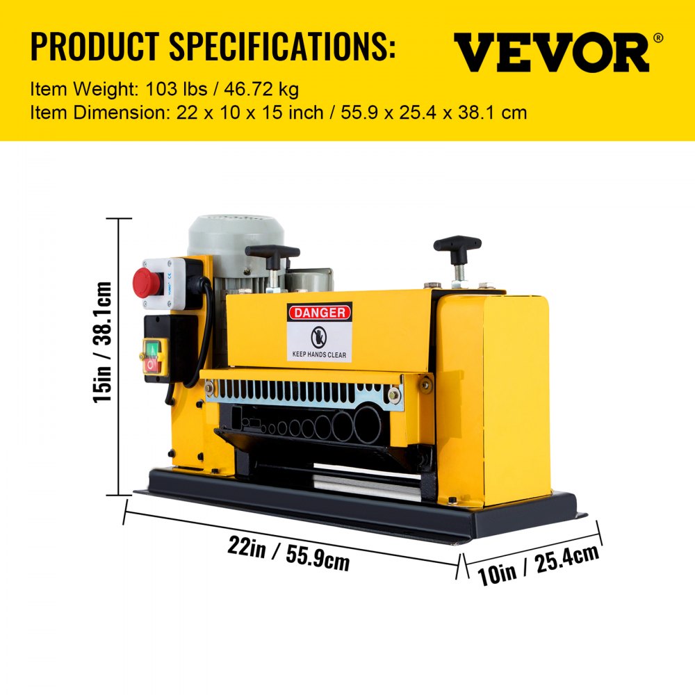 VEVOR Electric Wire Stripping Machine Wire Range 1MM-38MM, Wire Peeling Cutting Machine 220V, Automatic Wire Stripping Machine 11 Channels, Electric Copper Wire Cable Stripper with 10 Blades