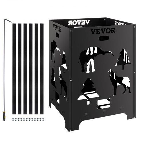 VEVOR Burn Barrel, 22x22x30.3 inch Burn Cage, Carbon Steel Cage Incinerator, Incinerator Barrel with Lid and Handle for Outdoors