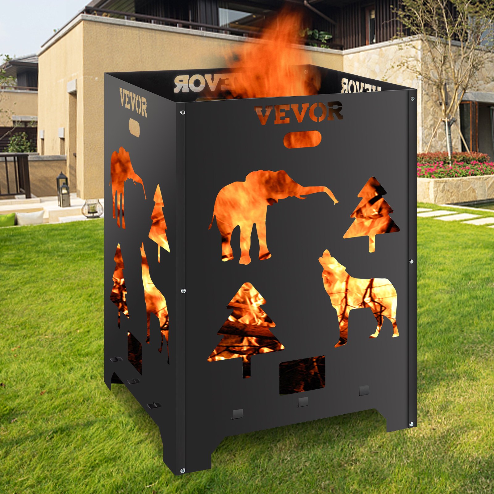 VEVOR Burn Barrel, 21x21x27 inch Burn Cage, Carbon Steel Cage Incinerator, Incinerator Barrel with Lid and Handle for Outdoors