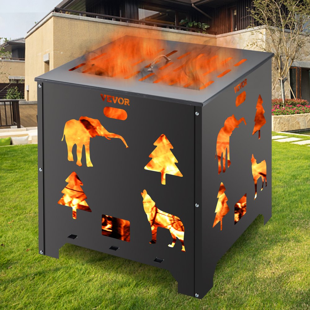 VEVOR Burn Barrel, 22x22x22 inch Burn Cage, Carbon Steel Cage Incinerator, Incinerator Barrel with Lid and Handle for Outdoors
