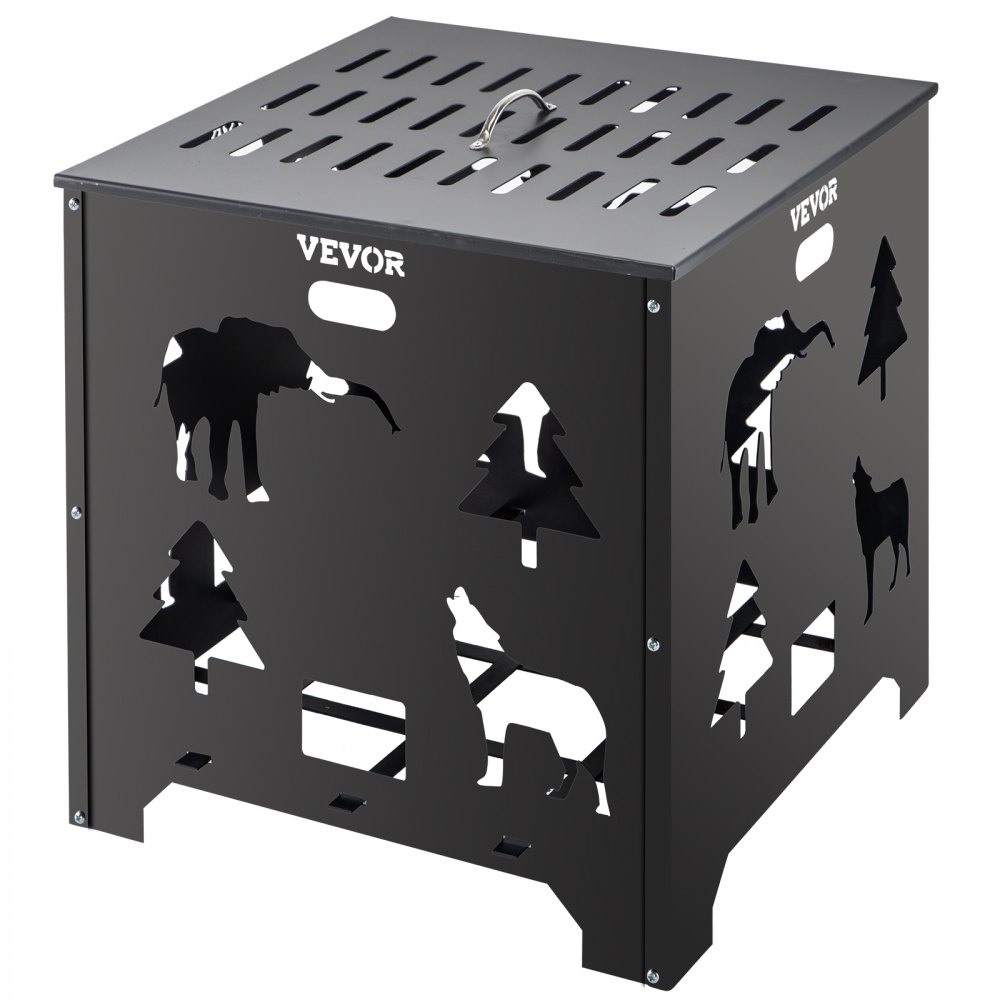 VEVOR Burn Barrel, 22x22x22 inch Burn Cage, Carbon Steel Cage Incinerator, Incinerator Barrel with Lid and Handle for Outdoors