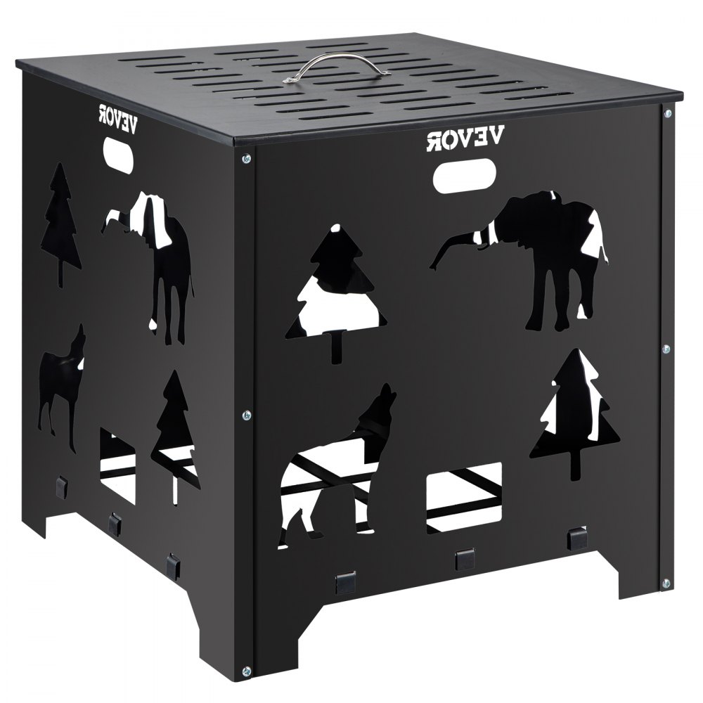 VEVOR Burn Barrel, 22x22x22 inch Burn Cage, Carbon Steel Cage Incinerator, Incinerator Barrel with Lid and Handle for Outdoors