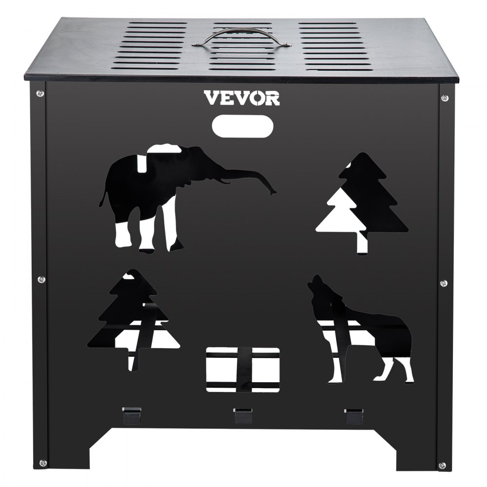 VEVOR Burn Barrel, 22x22x22 inch Burn Cage, Carbon Steel Cage Incinerator, Incinerator Barrel with Lid and Handle for Outdoors