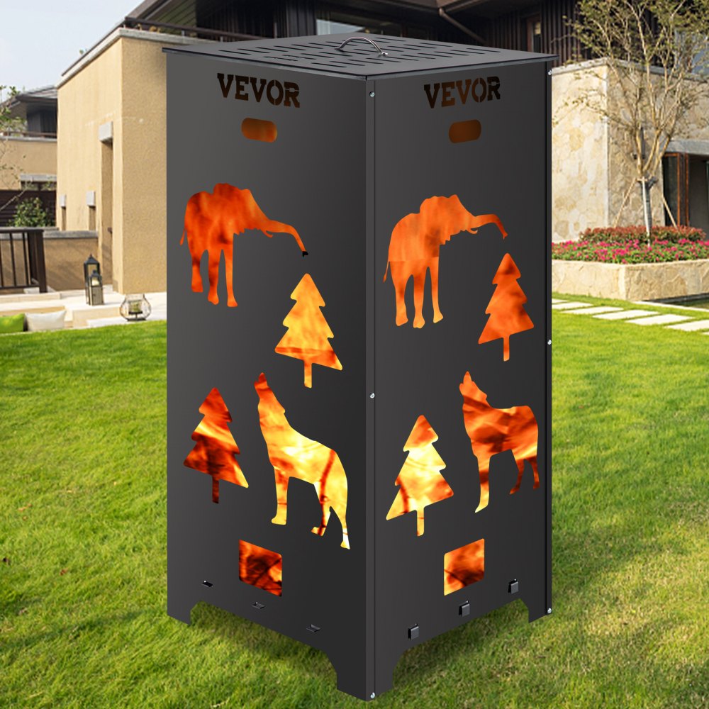 VEVOR Barril para Quemar, Jaula para Quemar de 22x22x45 Pulgadas, Incinerador de Jaula de Acero al Carbono, Barril Incinerador con Tapa y Mango para Exteriores