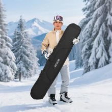 VEVOR Snowboard Bag, Up to 65 in/165 cm, Padded Skis & Snowboards Bag for Air Travel, 600D Waterproof Oxford Fabric, with Adjustable Inner Straps, for Skis Poles Goggles Gloves Helmet Boots (Black)