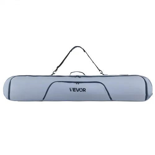 VEVOR Snowboard Bag, Up to 65 in/165 cm, Padded Skis & Snowboards Bag for Air Travel, 600D Waterproof Oxford Fabric, with Adjustable Inner Straps, for Skis Poles Goggles Gloves Helmet Boots (Gray)