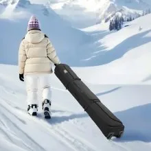 VEVOR Ski Roller Bag, Up to 74.8 in/190 cm, Padded Snowboard Bag with Wheels for Air Travel, 600D Waterproof Oxford Fabric, with Adjustable Straps, for Skis Poles Goggles Gloves Helmet Boots (Black)