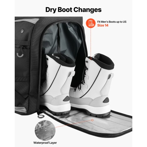 VEVOR Ski Boot Bag, 70L, Snowboard Boots Travel Backpack for Men