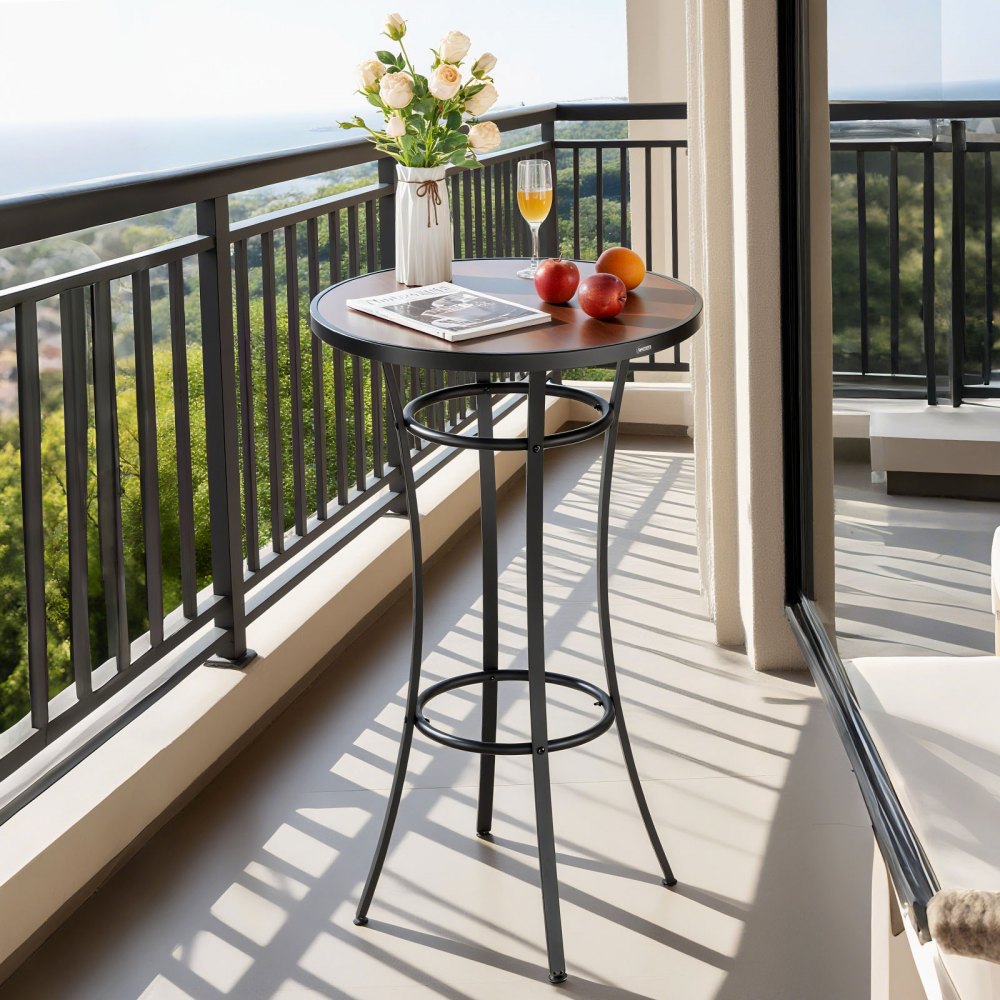 VEVOR Outdoor Round Bar Table, 23.7 in Counter Bar Height Bistro Table, Patio Dining Tables with Easy-to-Clean Top & Sturdy Metal Frame, Indoor High Top Pub Tables for Small Places, Kitchen