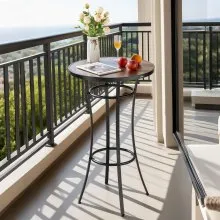 Outdoor Round Bar Table 23.7 in Patio Counter Height Bistro Table for Deck Patio