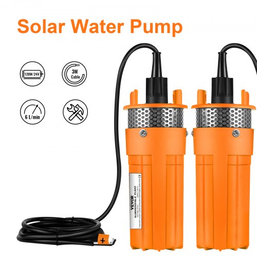 VEVOR Solar Powered Submersible Pump 24V DC Deep Water Well Pump Submersible Water Pump with 3 m 10 ft Cable for Farm Ranch Household