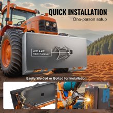 VEVOR 6.35mm Skid Steer Attachment Plate, Skid Steer Mount Plate, Quick Attachment Loader Plate, with5.8cm Hitch Receiver, Compatible with Deere, Kubota, Bobcat, Mahindra Skid Steers and Tractors