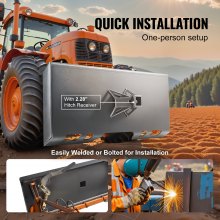 VEVOR 1/4" Skid Steer Attachment Plate, Skid Steer Mount Plate, Quick Attachment Loader Plate, with 2.28" Hitch Receiver, Compatible with Deere, Kubota, Bobcat, Mahindra Skid Steers and Tractors