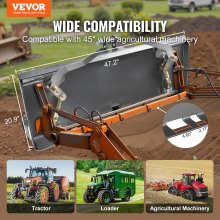 VEVOR Universal 3-point Skid Steer Plate, 3/8" Skid Steer Attachment Plate, Skid Steer Mount Plate Steel Adapter Loader, Compatible with Deere, Kubota, Bobcat, Mahindra Skid Steers and Tractors
