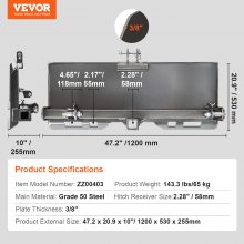 VEVOR Universal 3-point Skid Steer Plate, 3/8" Skid Steer Attachment Plate, Skid Steer Mount Plate Steel Adapter Loader, Compatible with Deere, Kubota, Bobcat, Mahindra Skid Steers and Tractors