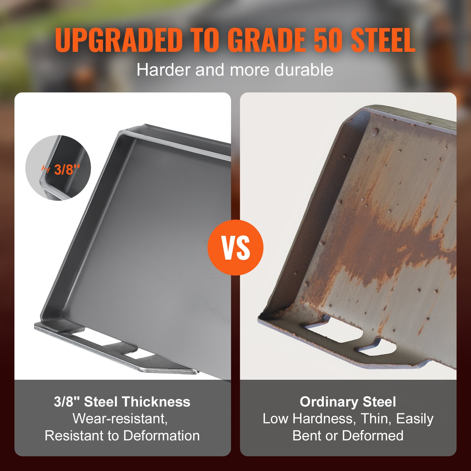 VEVOR 3/8" Skid Steer Attachment Plate, Universal Quick Attach Plate, Skid Steer Mount Plate, Quick Attachment Loader Plate Compatible with Deere, Kubota, Bobcat, Mahindra Skid Steers and Tractors