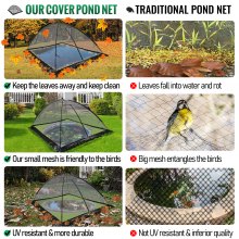 VEVOR Pond Cover Dome Garden Pond Net 10x14 FT Black Netting Covers for Leaves