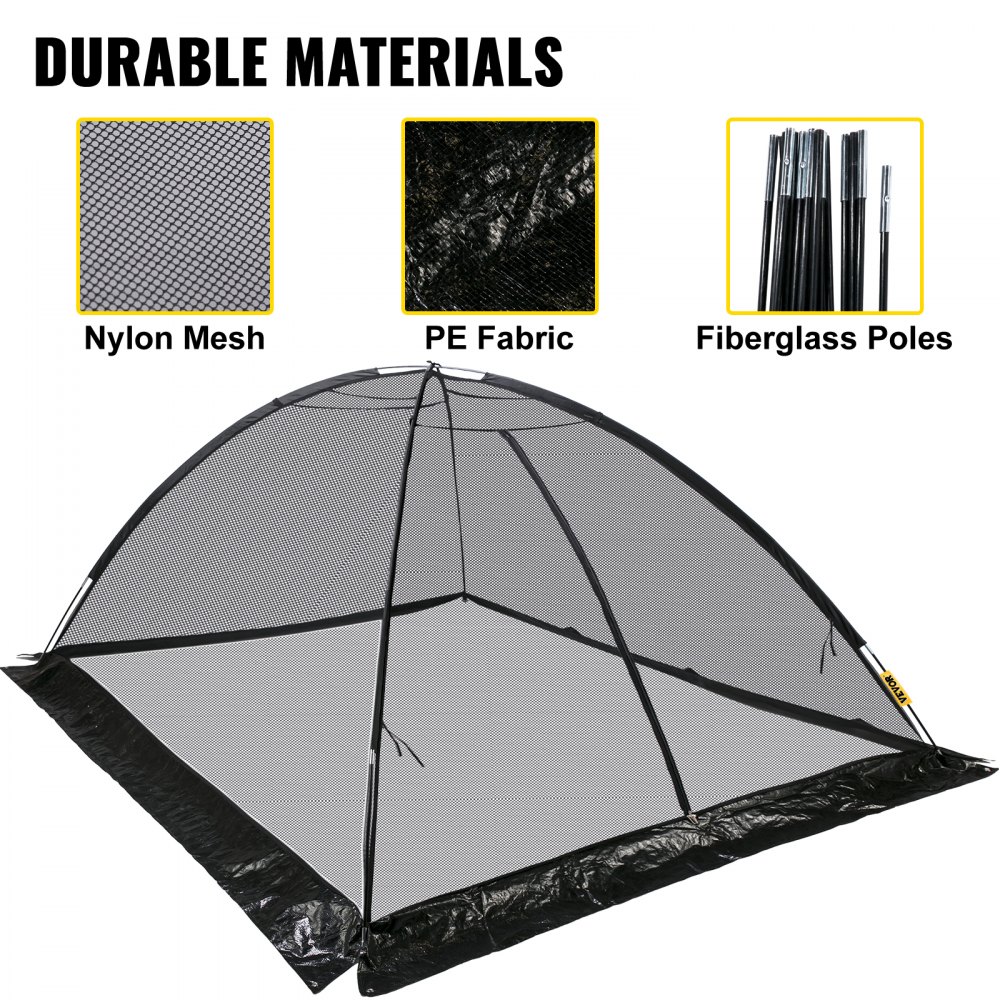 VEVOR Pond Cover Dome, 13x17 FT Garden Pond Net, 1/2 inch Mesh Dome Pond Net Covers with Zipper and Wind Rope, Black Nylon Pond Netting for Pond Pool and Garden