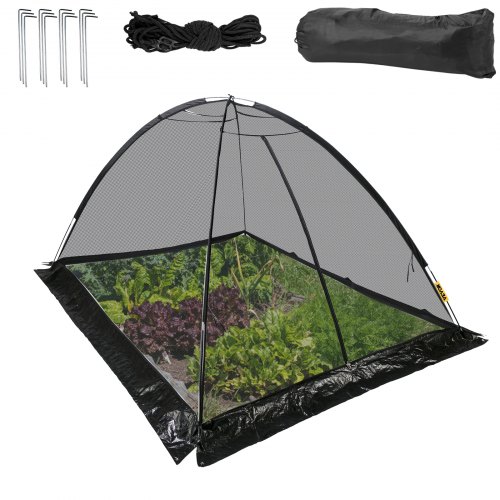 VEVOR Pond Cover Dome, 7x9 FT Garden Pond Net, 1/2 inch Mesh Dome Pond Net Covers with Zipper and Wind Rope, Black Nylon Pond Netting for Pond Pool and Garden