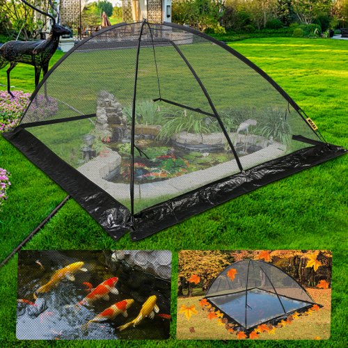 VEVOR Pond Cover Dome, 7x9 FT Garden Pond Net, 1/2 inch Mesh Dome Pond Net Covers with Zipper and Wind Rope, Black Nylon Pond Netting for Pond Pool and Garden