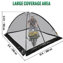 VEVOR Pond Cover Dome, 8x10 FT Garden Pond Net, 1/2 inch Mesh Dome Pond Net Covers with Zipper and Wind Rope, Black Nylon Pond Netting for Pond Pool and Garden