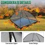 VEVOR Pond Cover Dome, 9x12 FT Garden Pond Net, 1/2 inch Mesh Dome Pond Net Covers with Zipper and Wind Rope, Black Nylon Pond Netting for Pond Pool and Garden