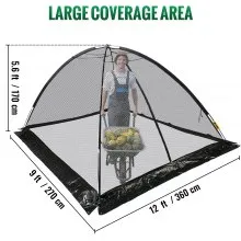 VEVOR Pond Cover Dome, 9x12 FT Garden Pond Net, 1/2 inch Mesh Dome Pond Net Covers with Zipper and Wind Rope, Black Nylon Pond Netting for Pond Pool and Garden