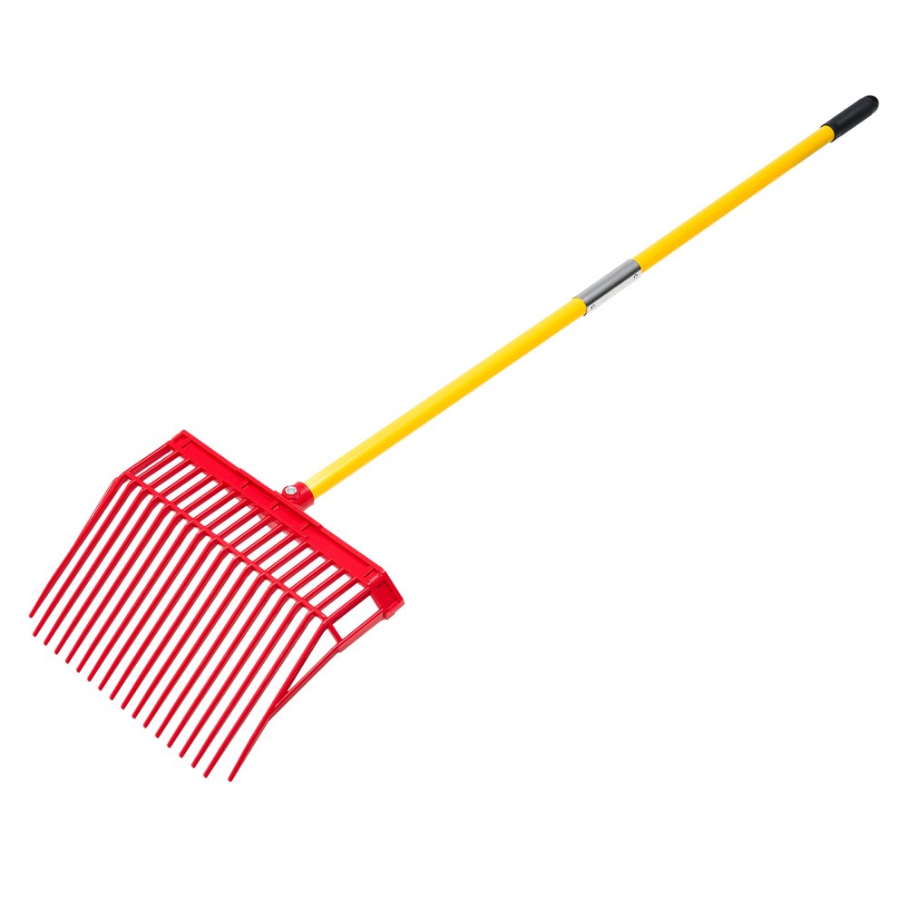 VEVOR Manure Fork, 18 Angled Tines, Horse Manure Rake with Long Fiberglass Handle, 61 in Durable Plastic Pitchfork Muck Rake Tool for Gardening Horse Stall Stable Grass Hay Cleaning Farm Work