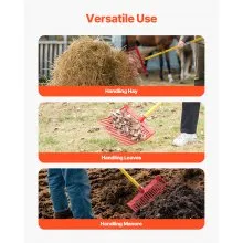Horse Manure Fork Garden Tool 18 Angled Tine Plastic Pitchfork Muck Rake for Hay
