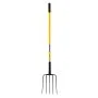 VEVOR Garden Fork, 5-Tine Gardening Pitchfork with Fiberglass Handle, 57 in Heavy Duty Digging Fork with Y Grip, Forged Steel Spading Fork for Hay Potato Composting Transplanting Aeration