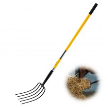 5 Tines Garden Fork Fiberglass Handle 57 in Digging Spading Pitchfork Heavy Duty