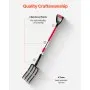 VEVOR Garden Fork, 4-Tine Gardening Pitchfork with Fiberglass Handle, 45 in Heavy Duty Digging Fork with Y Grip, Forged Steel Spading Fork for Hay Potato Composting Transplanting Aeration