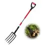 VEVOR Garden Fork, 4-Tine Gardening Pitchfork with Fiberglass Handle, 45 in Heavy Duty Digging Fork with Y Grip, Forged Steel Spading Fork for Hay Potato Composting Transplanting Aeration
