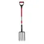 VEVOR Garden Fork, 4-Tine Gardening Pitchfork with Fiberglass Handle, 45 in Heavy Duty Digging Fork with Y Grip, Forged Steel Spading Fork for Hay Potato Composting Transplanting Aeration