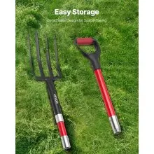 VEVOR 4 Tines Garden Fork Fiberglass Handle 45 in Spading Pitchfork Heavy Duty